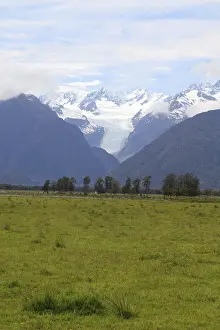 Beautiful view of a glacier and nearby landscape in Westland National Park