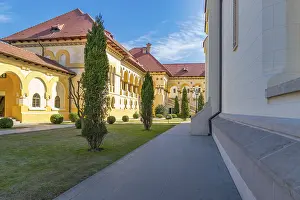 Beautiful view to the pavilion and gallery of the Coronation Reunification Cathedral in Alba Iulia city