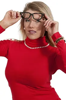 Beautiful woman with her stylish designer glasses