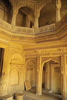 Category Historic EN Prints: Several beautifully carved arch doors made by sandstones inside temple at Amarsagar Lake