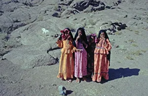 Bedouin children, girl, camping site Zie Cietowner, Sinai Peninsula, Egypt, September 1989, vintage, retro, old, historical, Africa