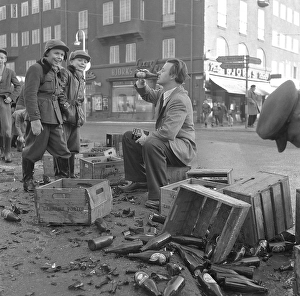 Beer accident. A brewery truck has had an accident in central Stockholm