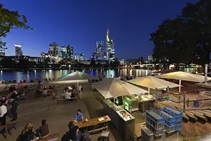 Beer gardens on the River Main at night