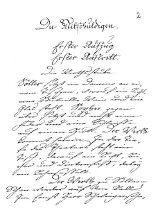 The beginning of Goethe's own copy of Die Mitschuldigen or The Accomplices