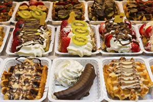 Belgian waffles and sweets, typical