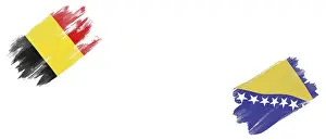 Belgium and Bosnia Flags on White Background