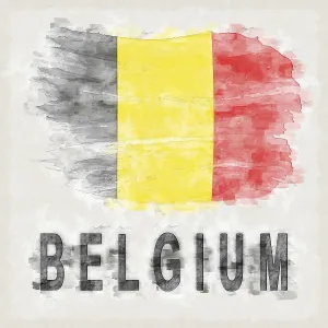 Belgium National Colors with Country Name Background