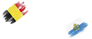 Belgium and San Marino Flags on White Background