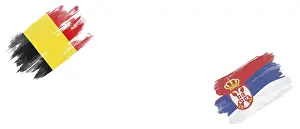 Belgium and Serbia Flags on White Background