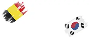 Belgium and South Korea Flags on White Background