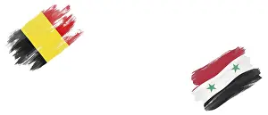 Belgium and Syrian Arab Republic Flags on White Background