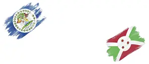 Belize and Burundi Flags on White Background