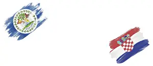 Belize and Croatia Flags on White Background