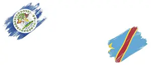Belize and DR Congo Flags on White Background