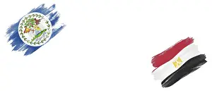 Belize and Egypt Flags on White Background