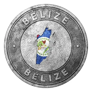 Belize Flag Button with Map, Coin Style