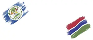 Category Historic EN Prints: Belize and Gambia Flags on White Background
