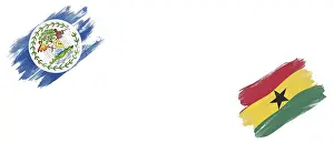 Category Historic EN Prints: Belize and Ghana Flags on White Background