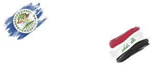 Category Historic EN Prints: Belize and Iraq Flags on White Background