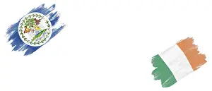 Category Historic EN Prints: Belize and Ireland Flags on White Background