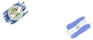 Belize and Nicaragua Flags on White Background