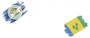 Category Historic EN Prints: Belize and Saint Vincent and the Grenadines Flags on White Background