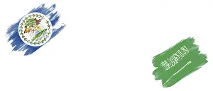 Category Historic EN Prints: Belize and Saudi Arabia Flags on White Background