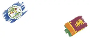 Category Historic EN Prints: Belize and Sri Lanka Flags on White Background