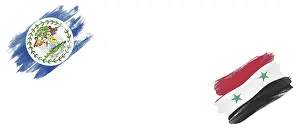 Category Historic EN Prints: Belize and Syrian Arab Republic Flags on White Background