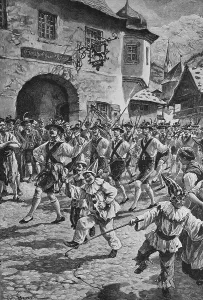 Bell-beating in Tyrol, woodcut