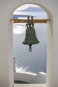 Bell on a bell tower, Fira, Santorini Island