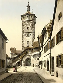 Bell gate in the bell tower in Rothenburg ob der Tauber in Bavaria