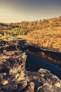Bell Gorge waterfall, a body of water in north-west Australia in the Kimberley