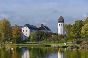 Bell tower of the Frauenwoerth Monastery Church and Abbey