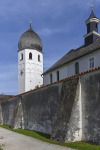Bell tower of the monastery church of Frauenwoerth Abbey