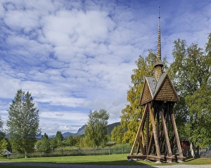 Category Scandinavia Prints: Bell tower of the stave church in Kvikkjokk