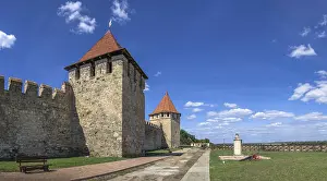 Bender, Moldova 06.09.2021. Fortress walls and towers of the Tighina Fortress in Bender