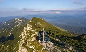 Benediktenwand summit cross, mountains and landscape
