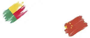 Benin and China Flags on White Background