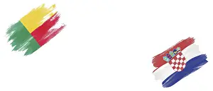 Benin and Croatia Flags on White Background