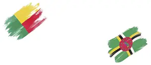 Benin and Dominica Flags on White Background