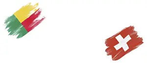 Benin and Switzerland Flags on White Background