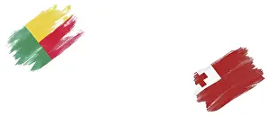 Benin and Tonga Flags on White Background