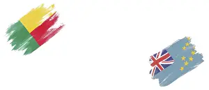 Benin and Tuvalu Flags on White Background