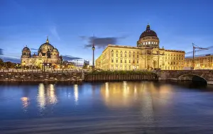 The Berlin Cathedral, the TV Tower and the rebuilt City Palace at dawn