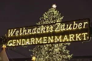 BERLIN, GERMANY - DECEMBER 31, 2018: Christmas fair Gendarmenmarkt at night