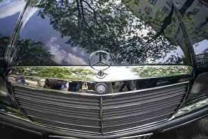 BERLIN - MAY 04, 2024: The famous three-beam star of Mercedes-Benz