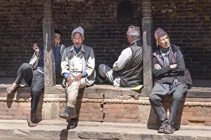 Bhaktapur/Nepal-19.03.2019:The old man sitting and relaxing