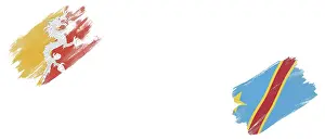 Bhutan and DR Congo Flags on White Background