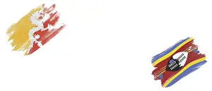 Bhutan and Eswatini Flags on White Background